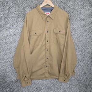 Wrangler‎ Shirt Mens XXXL 3XL Tan Button Up Flex Comfort Long Sleeve Street